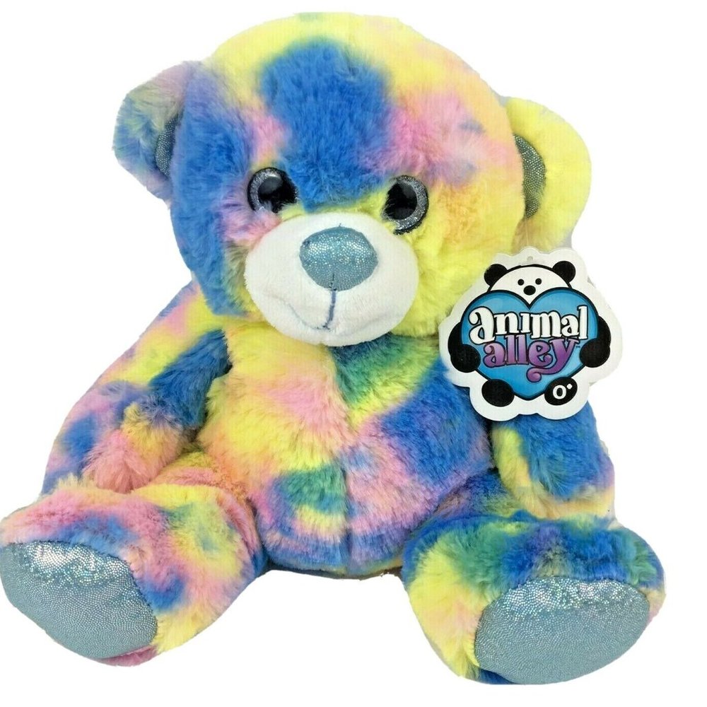 Toys R Us Plush Bear Stuffed Animal Tie Dye 9" Animal Alley Collectible NWT New